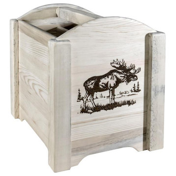 Montana Woodworks Homestead Wood Magazine Rack with Moose Design in Natural