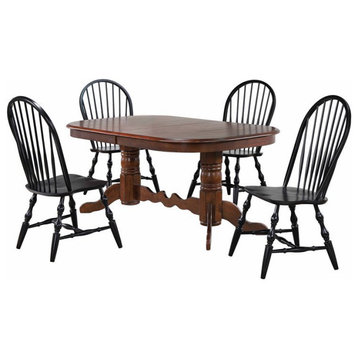 Sunset Trading Andrews 5-Piece 96" Extendable Wood Dining Set in Black/Cherry