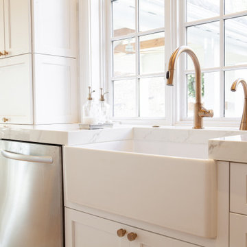Transitional Kitchen Featuring Rift Cut Oak Accents