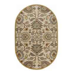 Caesar Beige/Gold Oval Area Rug - Area Rugs