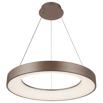 Acryluxe Sway 24" Round LED Pendant Light, Light Bronze, Opal Acrylic Shade