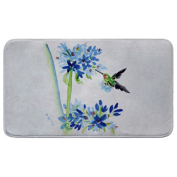 Hummingbird & Blue Flowers Bath Mat 18x30