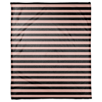 Blush And Black Stripes 50x60 Coral Fleece Blanket