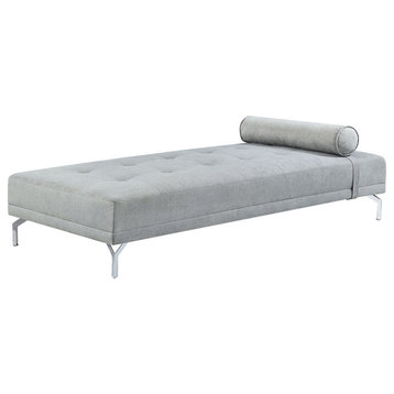 Benzara BM276216 74" Fabric Sofa Daybed, Tufted, 1 Bolster Pillow, Gray