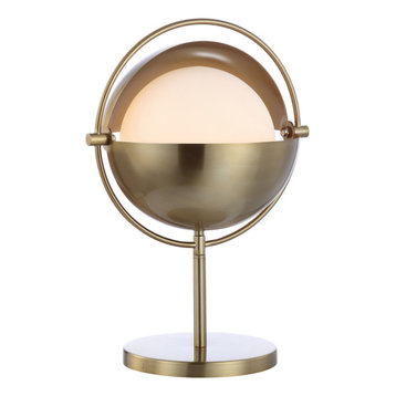 Casi 17.5" Iron/Glass Art Deco Globe LED Table Lamp, Brass Gold by JONATHAN  Y