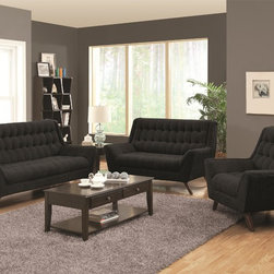 Coaster 3 Pieces Natalia Black Retro Living Room Sofa Set - Living Room Furniture Sets