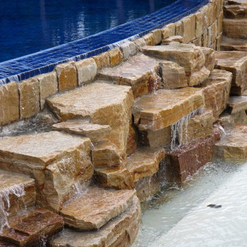 Rock waterfall and hardscape