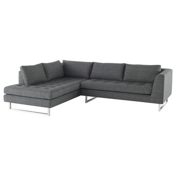 Janis Dark Gray Tweed Fabric Sectional Sofa, Hgsc266