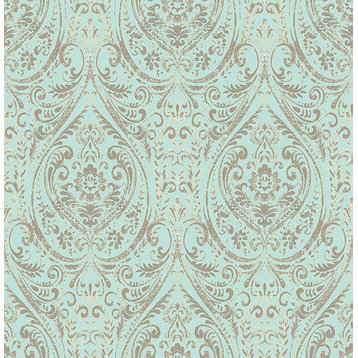 Weathered Damask Peel and Stick Wallpaper, 4 Rolls