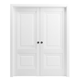 Sliding Double Pocket Doors, Lucia 8831 White Silk, 56