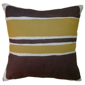 Felt Appliqu&eacute; Linen Pillow - Color Block, Chocolate/Bronze, 16x16