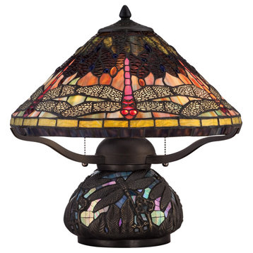 Luxury Rustic Tiffany Table Lamp, Imperial Bronze, UQL7022