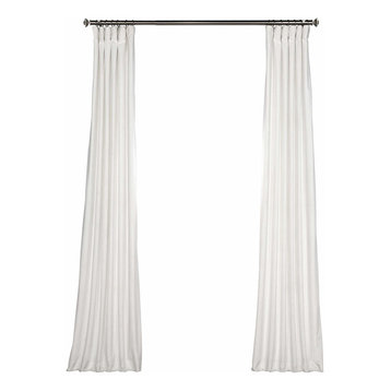 Heritage Plush Velvet Single Curtain, Single Panel, Pillow White, 50"x96"