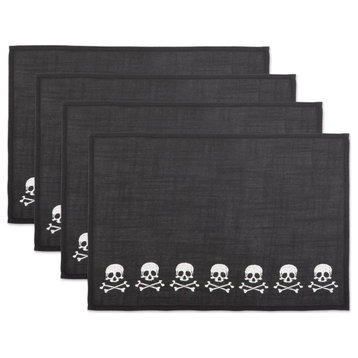 DII Skulls Embroidered Placemat, Set of 4