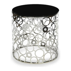 AICO Furniture - Discoveries Accent Round Glass Table in Stainless Steel - ACF-A - Dining Tables