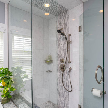 Contemporary Primary Spa Bath With Kohler Archer BubbleMassage Air Bath Tub