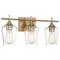 Octave Bathroom Vanity Light, Warm Brass, 3-Light