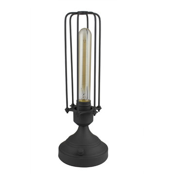 Burnham Industrial Cage Table Lamp, Charcoal Gray