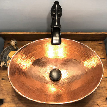 17" Oval Wired Rim Vessel Hammered Copper Sink in Polished Copper (VO17WPC)