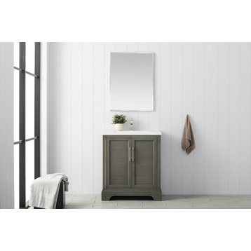 Vanity Art Bathroom Vanity with Sink & Top, Silver Grey, 30", White Ceramic