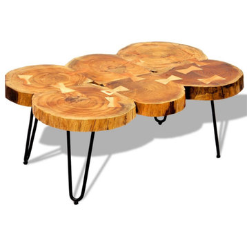 Vidaxl Coffee Table 13.8" 6 Trunks Solid Sheesham Wood