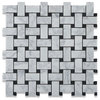 Italian Carrara White Marble Honed Basketweave Tile, Set of 50