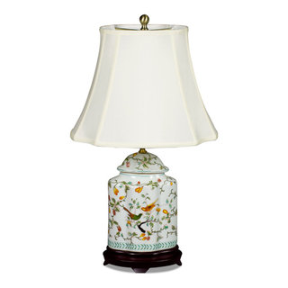 White Bird and Flower Motif Asian Porcelain Lamp - Asian - Table Lamps - by  China Furniture and Arts | Houzz