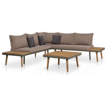 vidaXL 4-Piece Garden Lounge Set With Cushions Solid Acacia Wood Brown