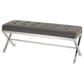 Uttermost Bijou Gray Fabric Bench, 23430