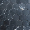 Nero Marquina Black Marble 2 inch Hexagon Mosaic Tile Polished, 1 sheet