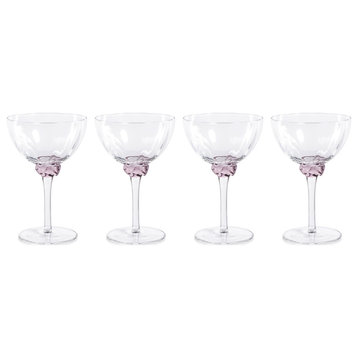 Cambrai 4-Piece Martini / Cocktail Optic Glass Set, Blush