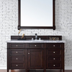 Contemporary 60 inch Double Sink Bathroom Vanity Mahogany Finish No Top - Bathroom Vanities And Sink Consoles