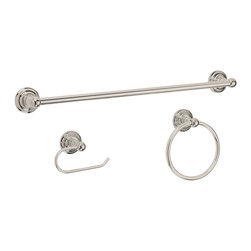 Designers Impressions - 700 Series 3-Piece Satin Nickel Bathroom Hardware Set - Bathroom Accessory Sets