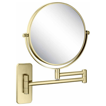 Circular Magnifying Makeup/shaving Mirror, Brushed Gold