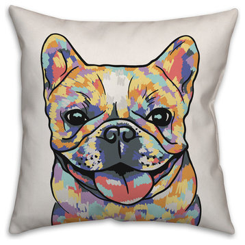 Watercolor French Bulldog Throw Pillow Cover