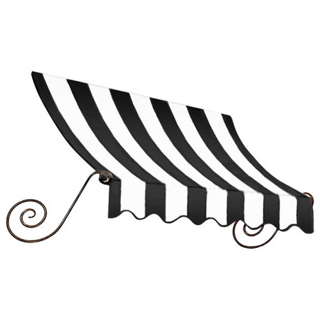 Awntech 3' Charleston Acrylic Fabric Fixed Awning, Black/White Stripe
