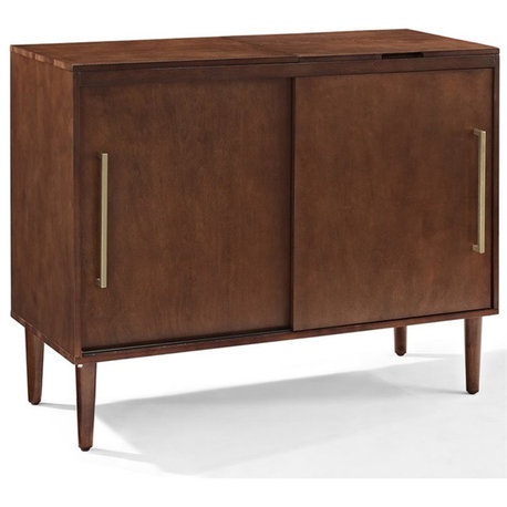 Crosley Furniture Everett Wood Media Console Table in Mahogany/Gold