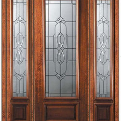 Prehung Sidelites Door 96 Mahogany Kensington 1 Panel 3/4 Lite Glass - Front Doors