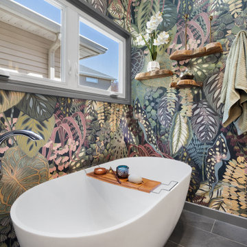 Nature-Inspired Eclectic Bathroom in West Orange, NJ.