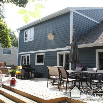 James Hardie Evening Blue & Arctic White, with Andersen Windows in Naperville.