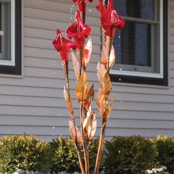 Red Iris Copper Flower Fountain