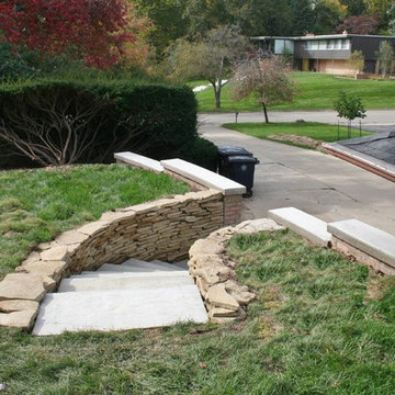 Faux Limestone Steps And Rebuilt Retaining Wall