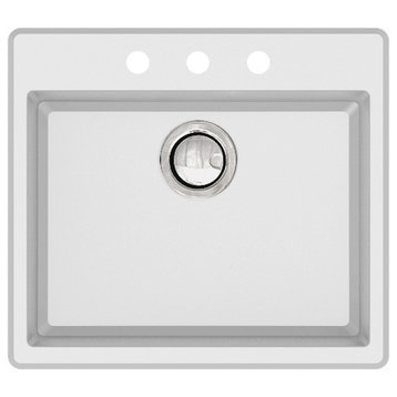 Transolid Quantum Granite 3-Hole Drop-in Kitchen Sink 20.1"x22.4", White