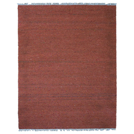 Hand Woven Flat Weave Skittles Kilim Cotton & Polyester Area Rug Solid Rust