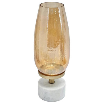 Anita Candle or Candle Holder, Gold Luster and White