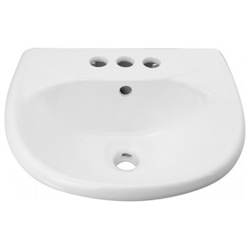 Small Sink Basin White Vitreous China with Centerset Faucet Holes