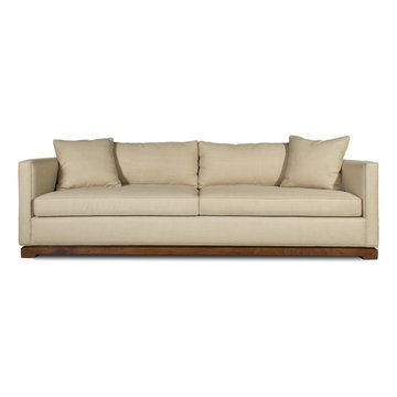 CUSTOM MODERN SOFA ON WALNUT BASE