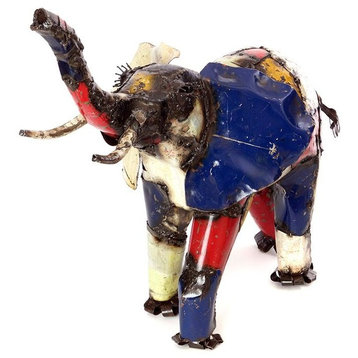 Colorful Recycled Oil Drum Elephant Sculpture, Medium