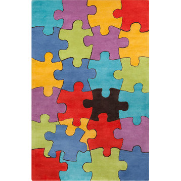 Allie Jigsaw Puzzle Contemporary Area Rug, 5'x7'6"