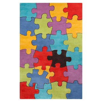 Allie Jigsaw Puzzle Contemporary Area Rug, 5'x7'6"